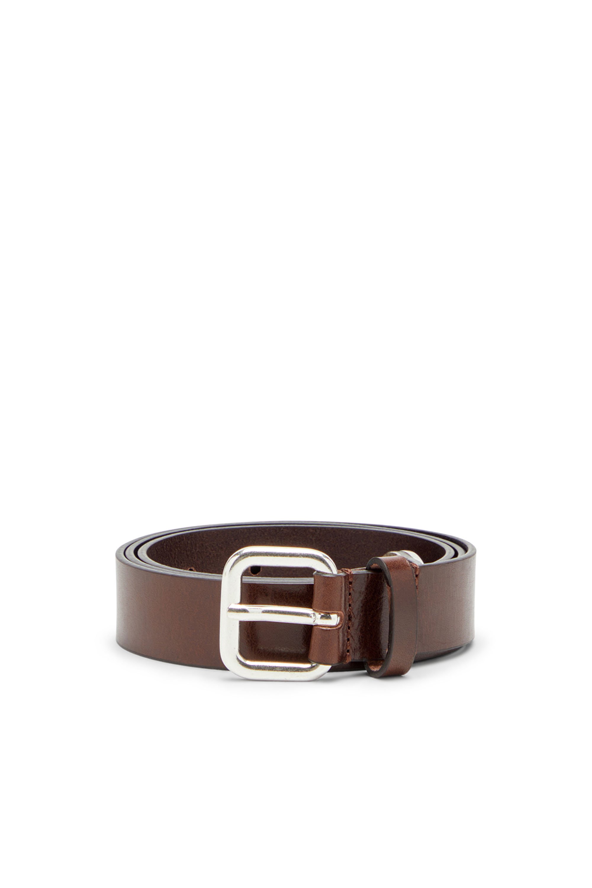 Diesel - B-INLAY, Unisex's Leather belt with oval D logo in Brown - 2